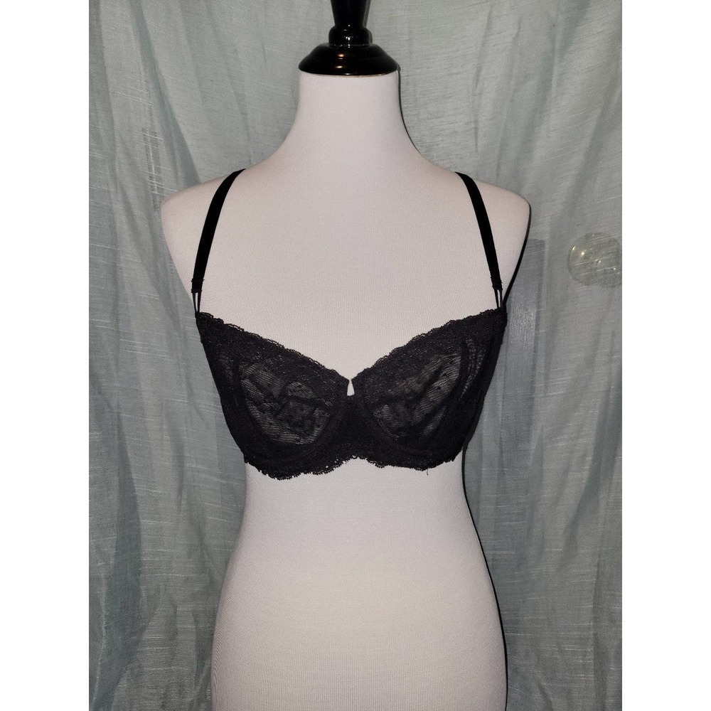 NWT Black Sheer Bra 34D